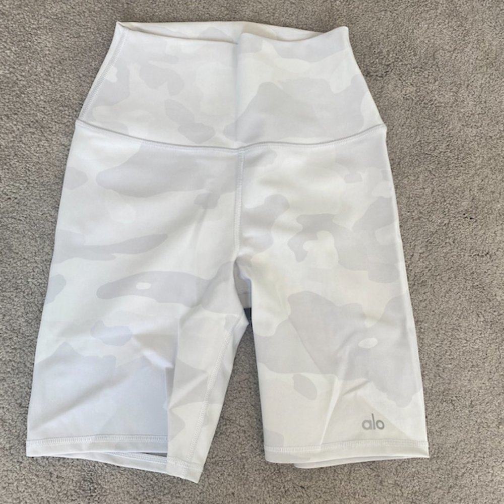 ALO White Biker Shorts